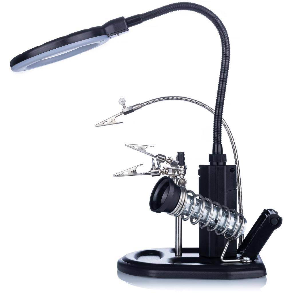 Third Hand With Gooseneck Magnifying Glass, Soldering Iron Holder And Solder Te-802