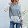 New Fall Women's Pullover Hooded Top Lace Hollow Splicing Sweatshirt with Hoodie
