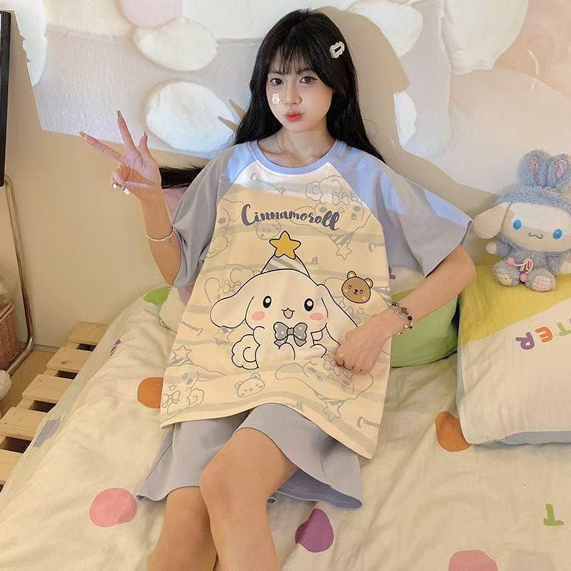 Women's Plus Size Summer Cartoon Pajama Set - Cute Donald Duck Short Sleeve Homewear
