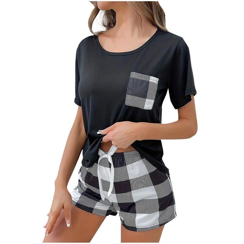 

Checked Pocket Checked Shorts Set Gingham Pocket Gingham Shorts Suit black XS(XS)