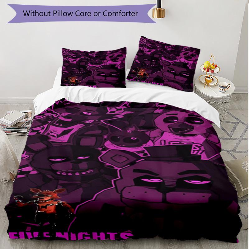 3pcs Duvet Cover Set (1*Duvet Cover + 2*Pillowcase, Without Core), Five Nights At Freddy's Print Soft All‑Season Bedding Set, Home Bedroom Decor Gift