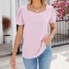 Women's Fashion Square Neck Splicing Solid Color Short Sleeve