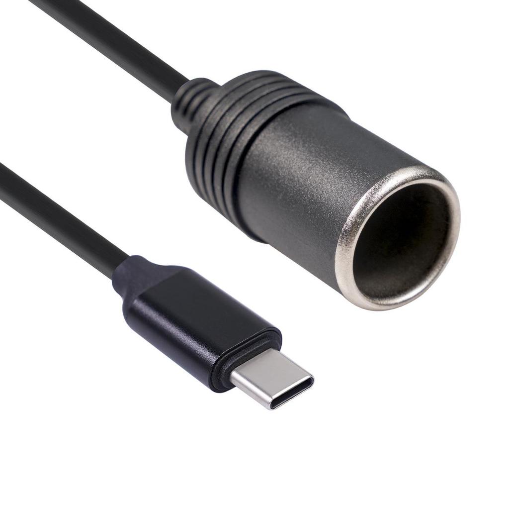 30cm All-Copper USB-C 5V to 12V Car Cigarette Lighter Adapter Cable