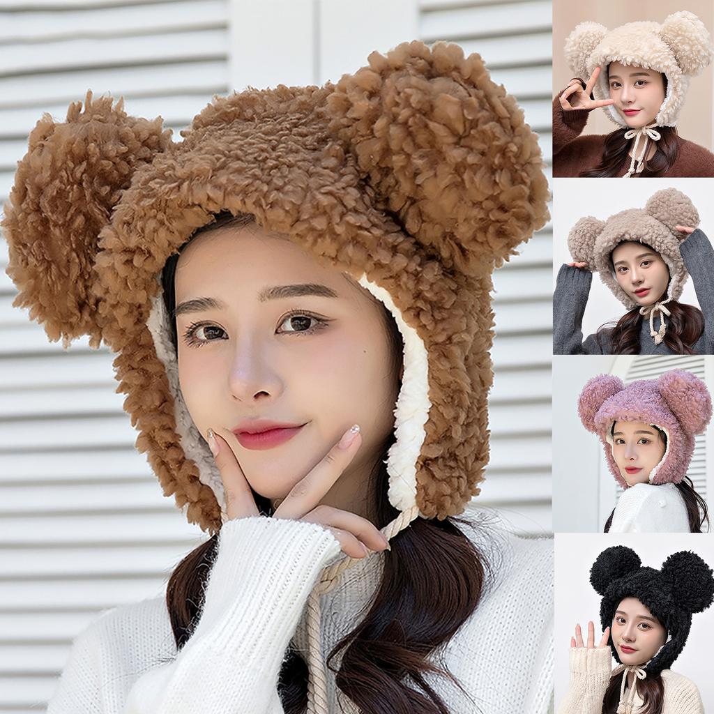 Warm Plush Hat Bandage Cap 