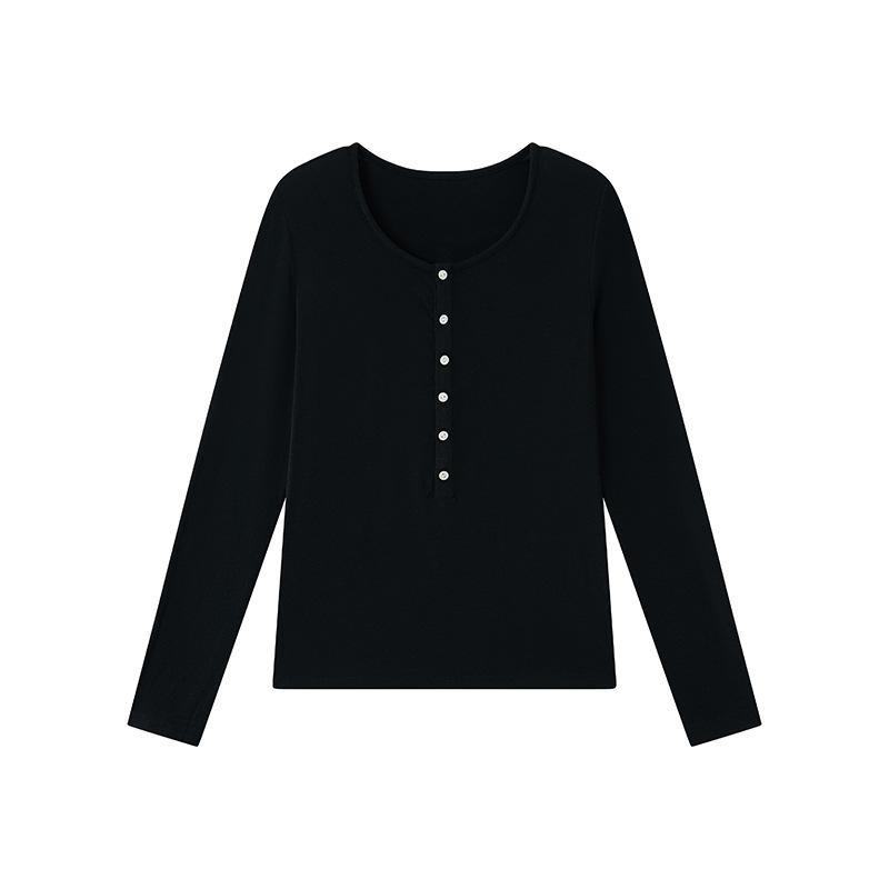 

A New Round Neck, Form-fitting Knitted Sweater for Women In Autumn and Winter, A Solid-color Striped Long-sleeved Top M чёрный