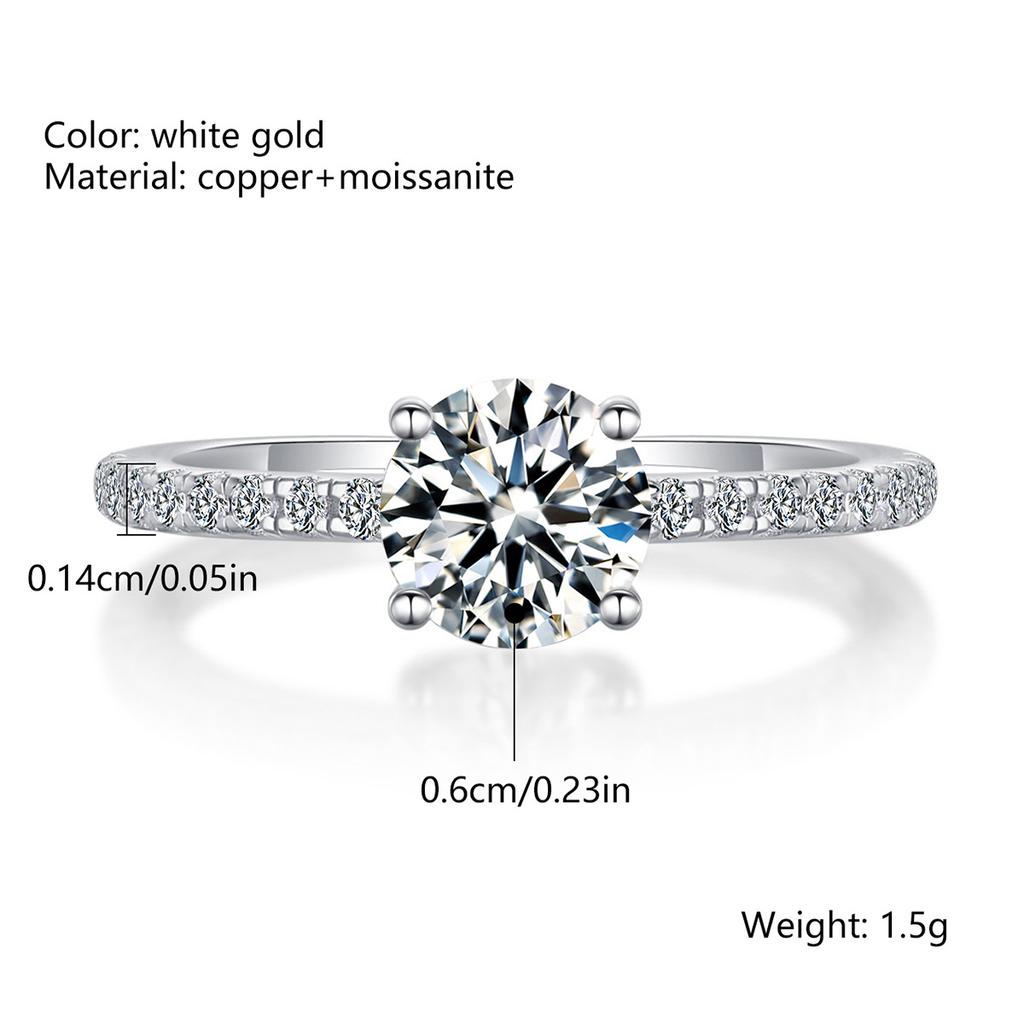 BLUEONE Moissanite Ring Engagement Ring Electroplated 18K White Gold Hand Jewelry Spot