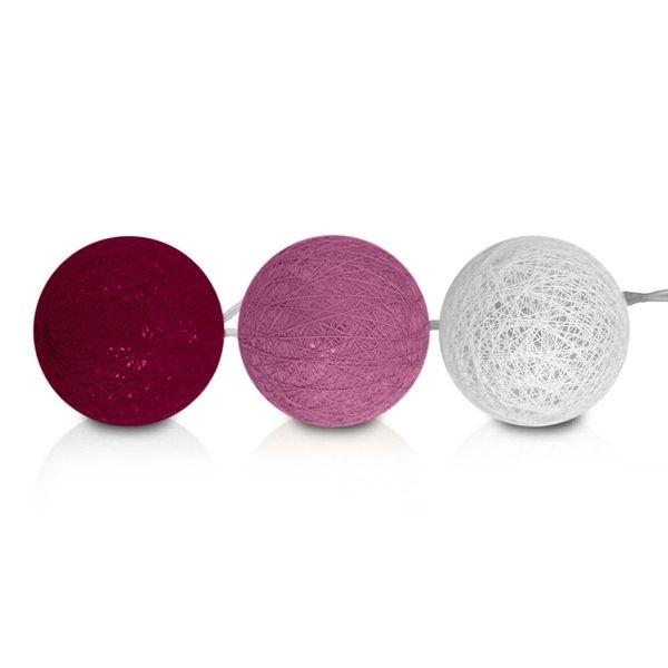 Battery-operated Light Purple and White LED Ball Garland