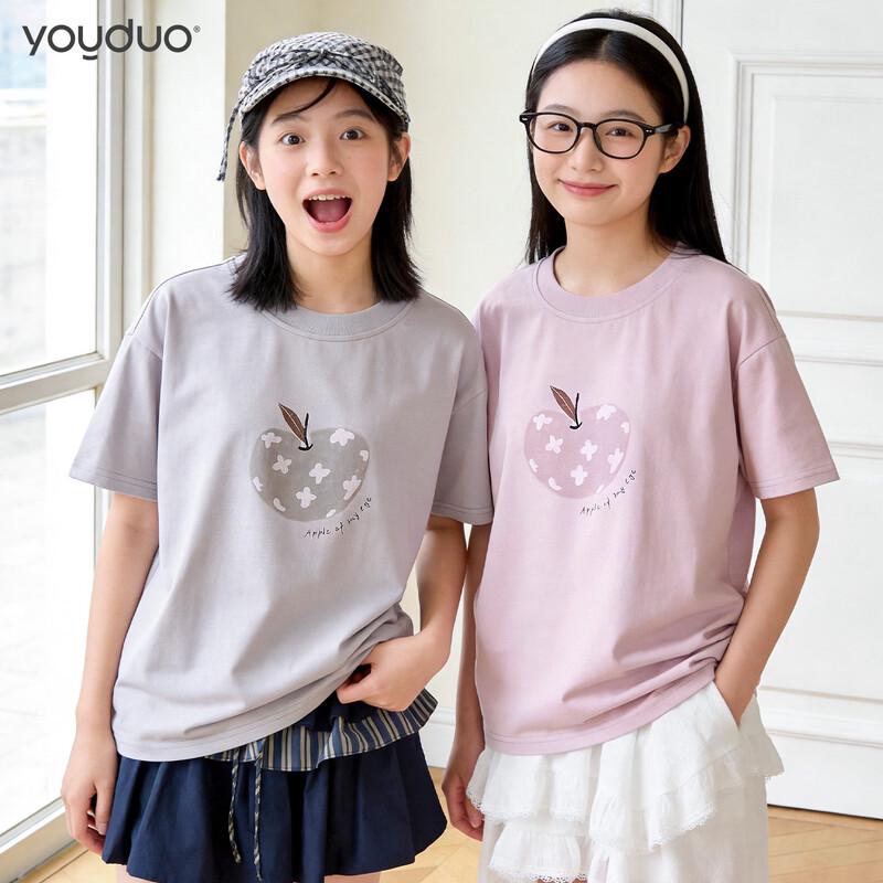 Летняя футболка Youduo для девочек, свободный крой, короткий рукав 140