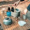 Camping Cookware Kit Aluminum Alloy Pot Teapot Fry Pan Saucer Plate Bowl Soup Spoon for Outdoor Traveling