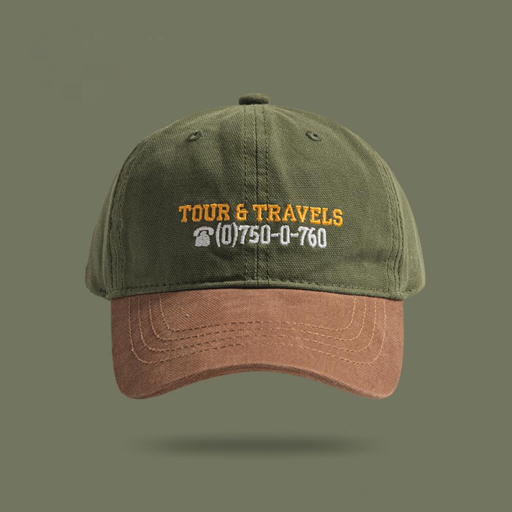 

Men s Vintage American Embroidered Cotton Baseball Cap, Sun Protection Breathable Classic Design, For Men Outdoor Daily Use зелёный