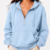 Women S Loose Fit Hooded Half Zip Pocket Casual Sweatshirt