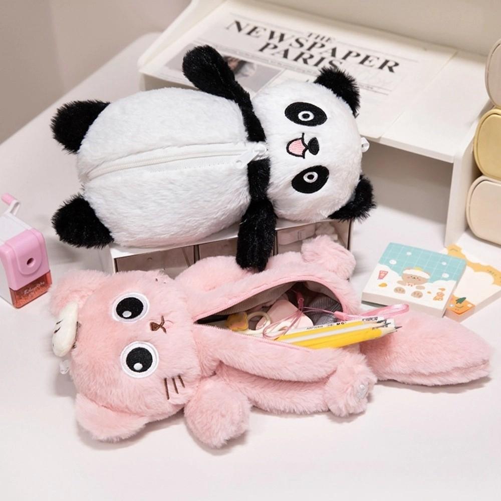 Cat Kitty Stationery Bag Large Capacity Cartoon panda Pencil Case Plush Capybara Pen Bag Girl Gift