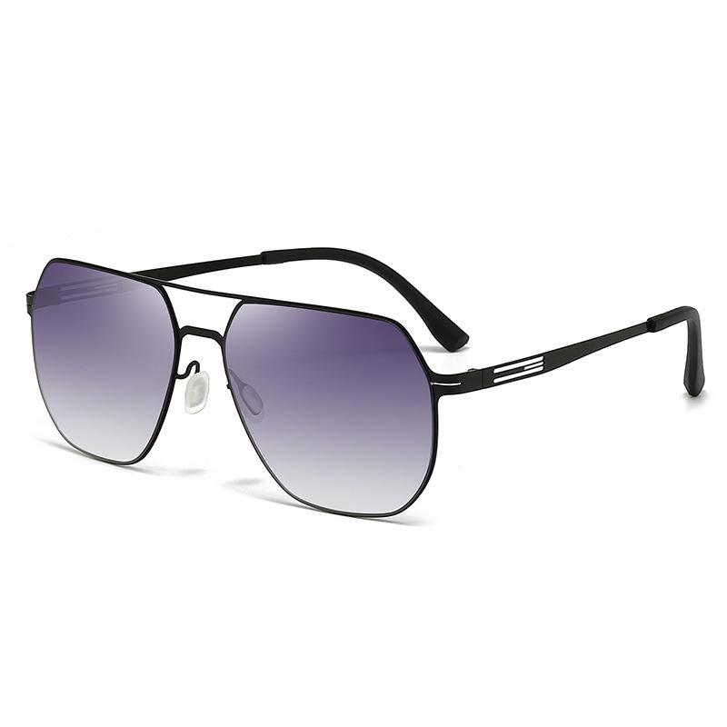 Ultra-Light Sunglasses Stainless Steel Leather Square Driver Men'S Driving Lenses Sunshade Sunglasses Premium Trendy
