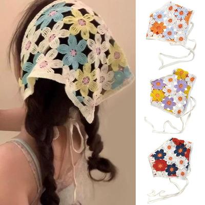 Knitting Half Skirt Butt Curtain Knitted Floral Hair Scarf Crochet Items Hollow Triangle Headband Towel Sweet Hair Accessories