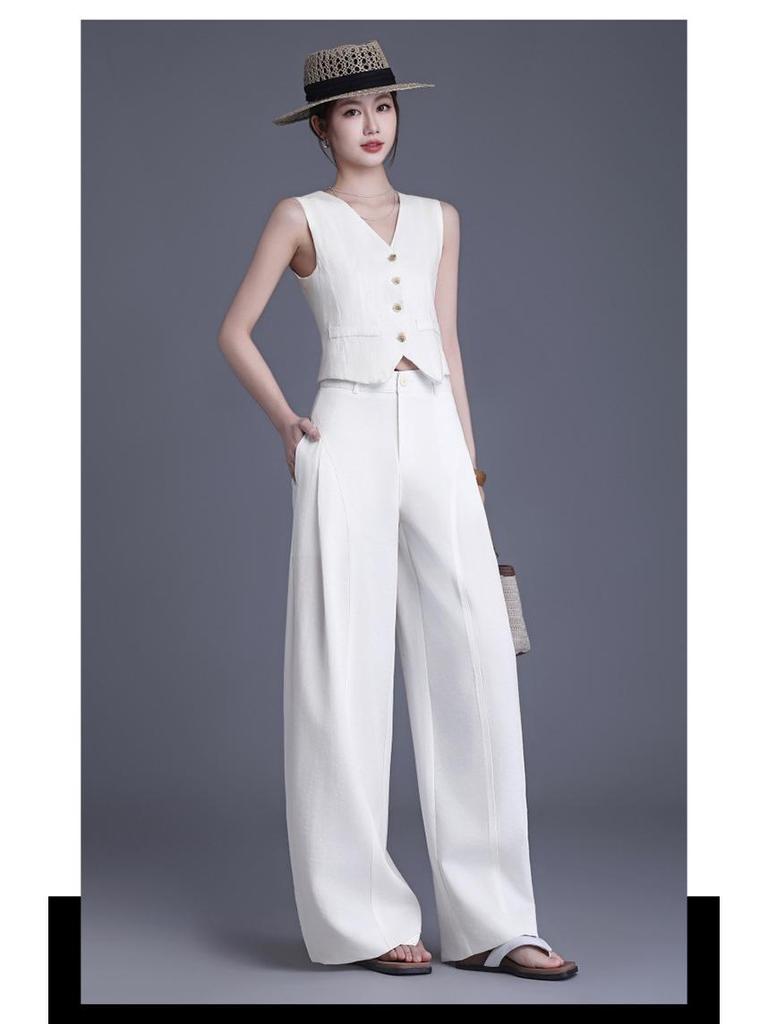 Spring New Arrival High-Waisted Wide-Leg Drapey Slimming Pants - Floor-Length Casual Straight-Leg Trousers