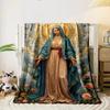 Elegant Holy Figure with Halo On BlanketFlannel Blanket for Bedroom, Living Room, Sofa, and Nap
