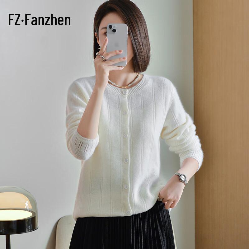 Fanzhen Women's 100% Wool Knit Cardigan