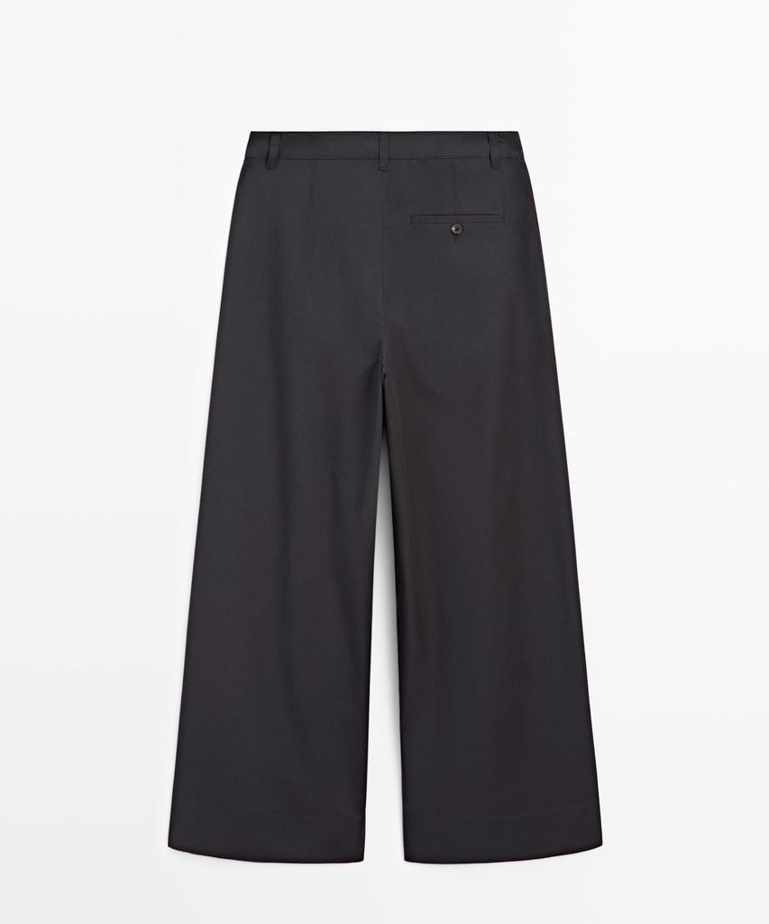 Masimodutti Cotton Blend Pleated Wide Pants