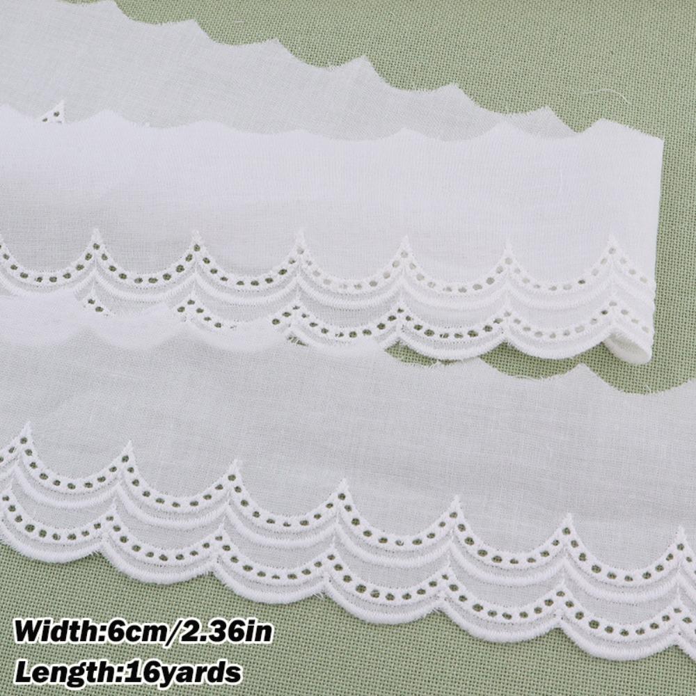 Decorative Trim White Ivory Cotton Lace Trim 16 Yards Embroidery Floral Embroidery Ruffle Sewing Trim
