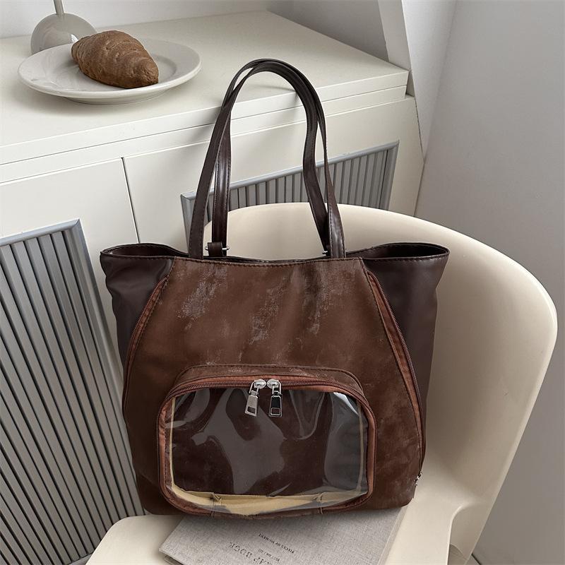 2025 Spring Large Capacity Multi-functional Versatile Simple Niche Ins Shoulder Crossbody Double Backpack New Tote Bag