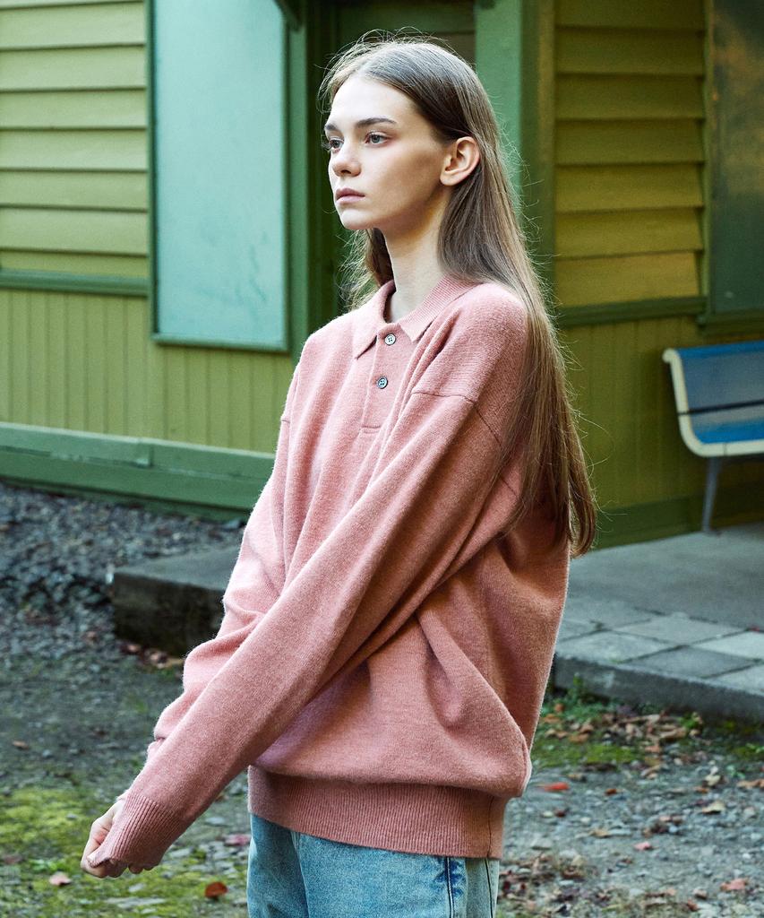 MINIMALPROJECT Button Collar Bulky Knit Mnt113 [Pink]