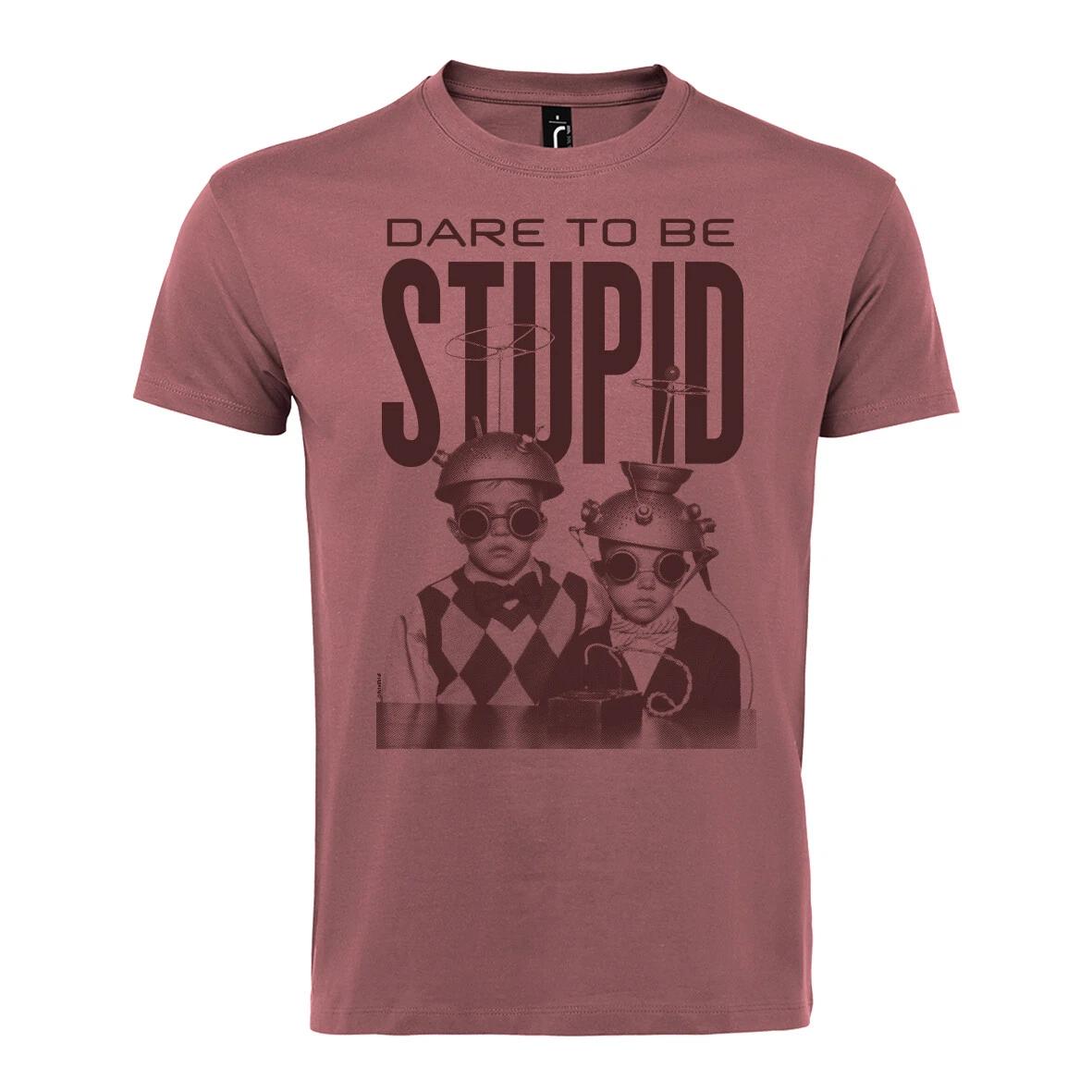 Dare to be Stupid Hand Printed T-shirt Glasses Heavy 190 gsm Birthday Gift XL