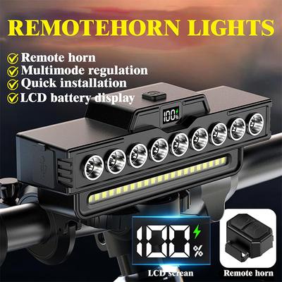 Bicycle Headlight LED Rechargeable Bike Front Light High Brightness Riding Lamp with Horn Waterproof for Cycling Accessories