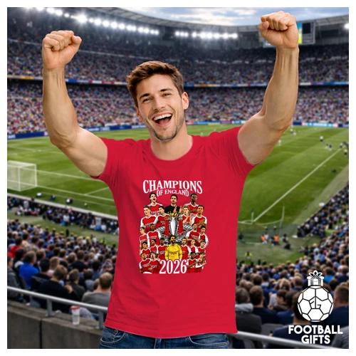 Arsenal Champions Of England 2026 Unisex Adult Red T-Shirt Tee Sizes S-3XL XL