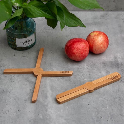 K-UNING Folding Pot Holder, One-Touch, Wooden, Compact, Outdoor Use