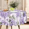 1 Piece Violet Floral Tablecloth, Waterproof Polyester Material, 4 Sizes For Indoor/Outdoor Dining Tables