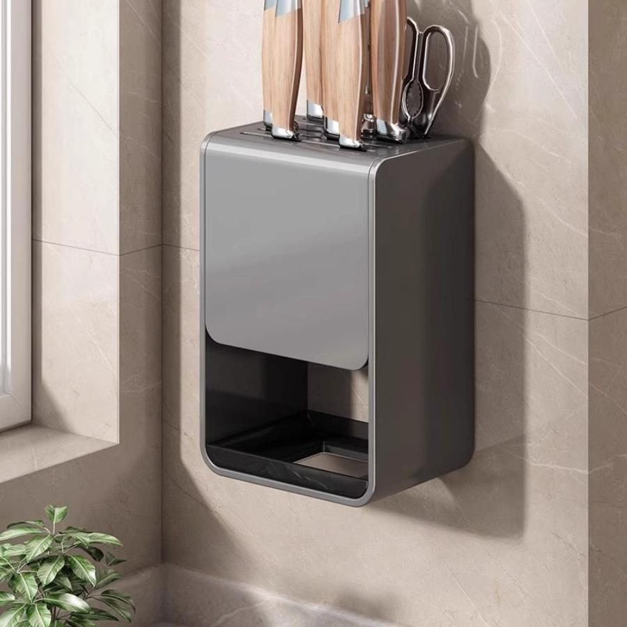 Küchenmesserhalter, multifunktionaler Essstäbchenhalter, wandmontierter perforationsfreier Haushaltswerkzeughalter, Geschirrständer