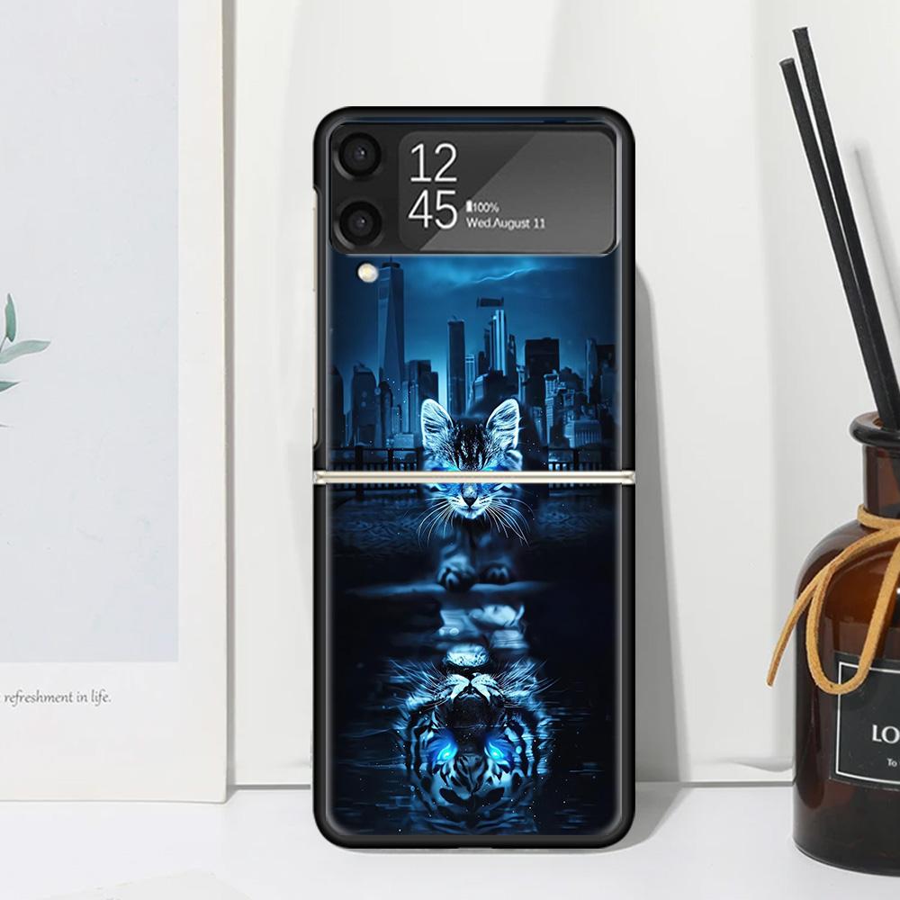 Cool Animal Big Cat Tiger Phone Case For Samsung Galaxy Z Flip 7 Flip7 Zflip 6 Flip6 5 Flip5 4 Flip4 3 Flip3 5G Fundas Black Cov