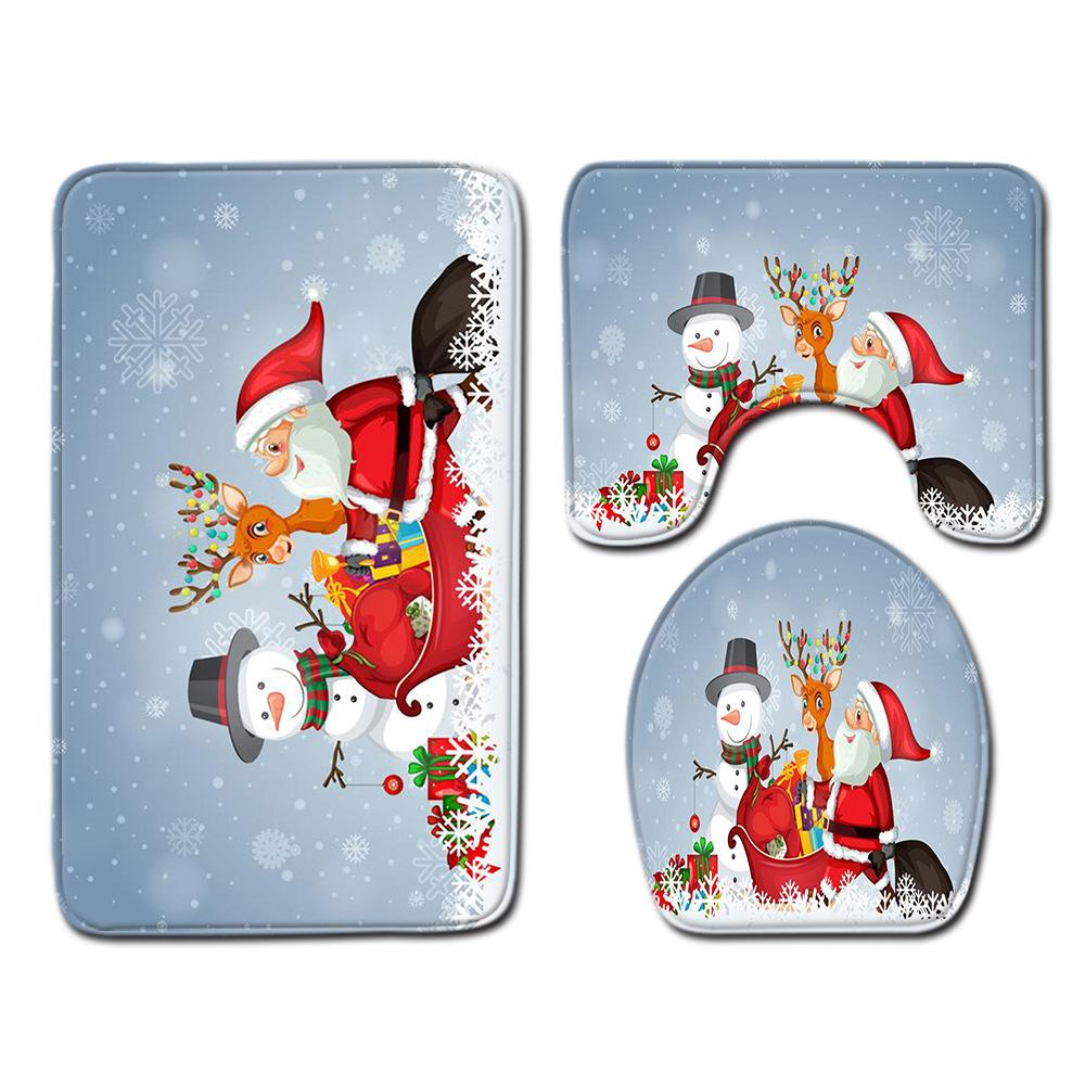 

Рождественский коврик для ванной, туалетный трехпредметный набор 45cmx75cm