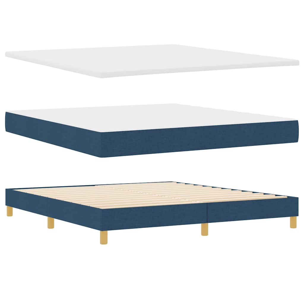 Box Spring Bed with Headboard Blue 180 X 200 Cm Fabric