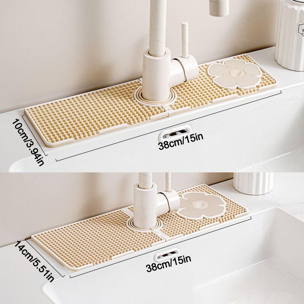 Durable Foldable Faucet Drain Pad Silicone Splash Proof Faucet Mat Faucet Water Catcher Mat Bathroom/Kitchen Accessories