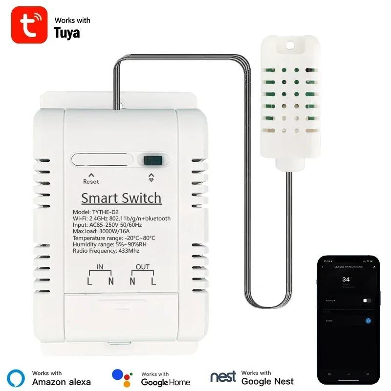 

Tuya Smart WiFi Switch 16A 3000W for Alexa Google Home with Power Monitor and Temperature Humidity Sensor