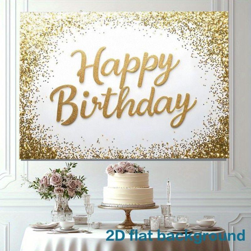 1pc happy birthday banner golden cursive font golden glitter beautiful eye-catching design for expressing birthday wishes 100x150cm