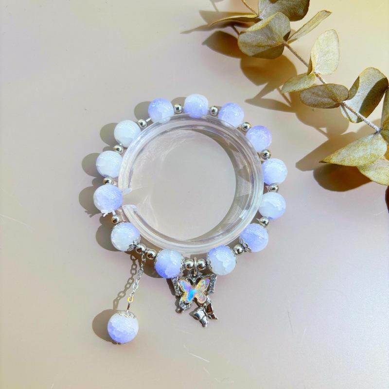 Fashionable Gradient Crystal Colorful Moon Butterfly Tassels Bracelet For Women Sweet Temperament Bracelet Jewelry Gifts