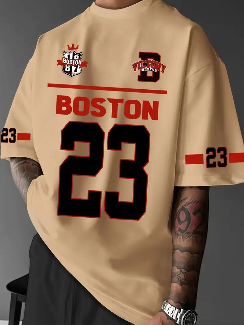 

Men s 23 Boston Print Tee T-Shirt Short Sleeve Sports Women s T-shirt Unisex Casual Daily Wear Summer Men s Racing T-shirt S
