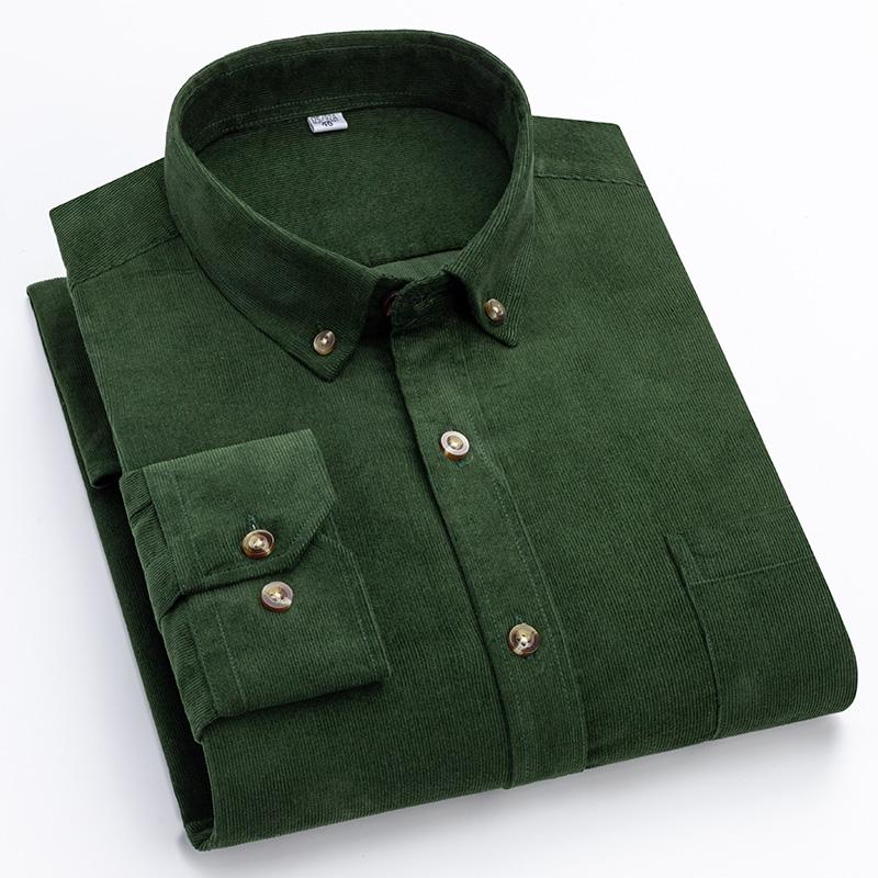 Winterhemd aus 100 % Baumwolle, Cord, für Herren, warm, langärmelig, normale Passform, pflegeleicht, bequem, für Herren, Büro, Outdoor, Kleidung, solide