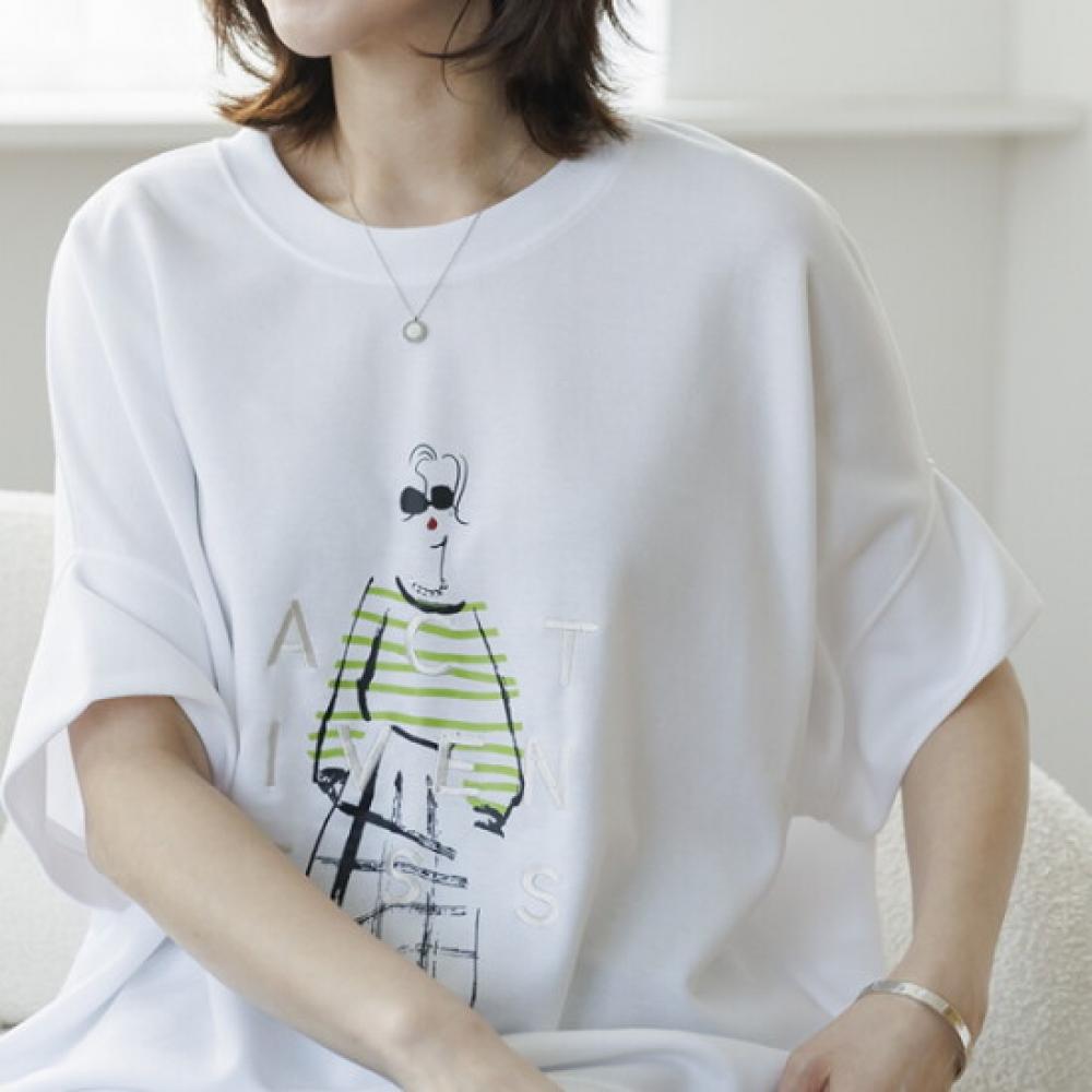 Dedra Women Embroidered T shirT  Up To 88 Size  Tbe3042