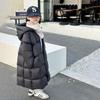 Dons katoenen jas lange winterkleding warme kinderkleding meisjes dikke capuchonjas