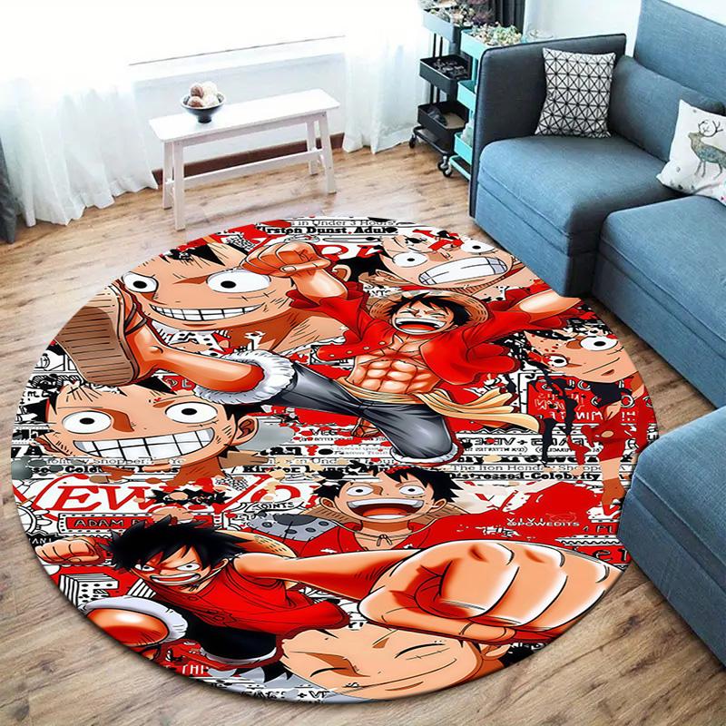One Piece Monkey D Luffy Round Area Rug Carpet Rug For Living Room Bedroom Sofa Playroom Decor Nonslip Floor Mat