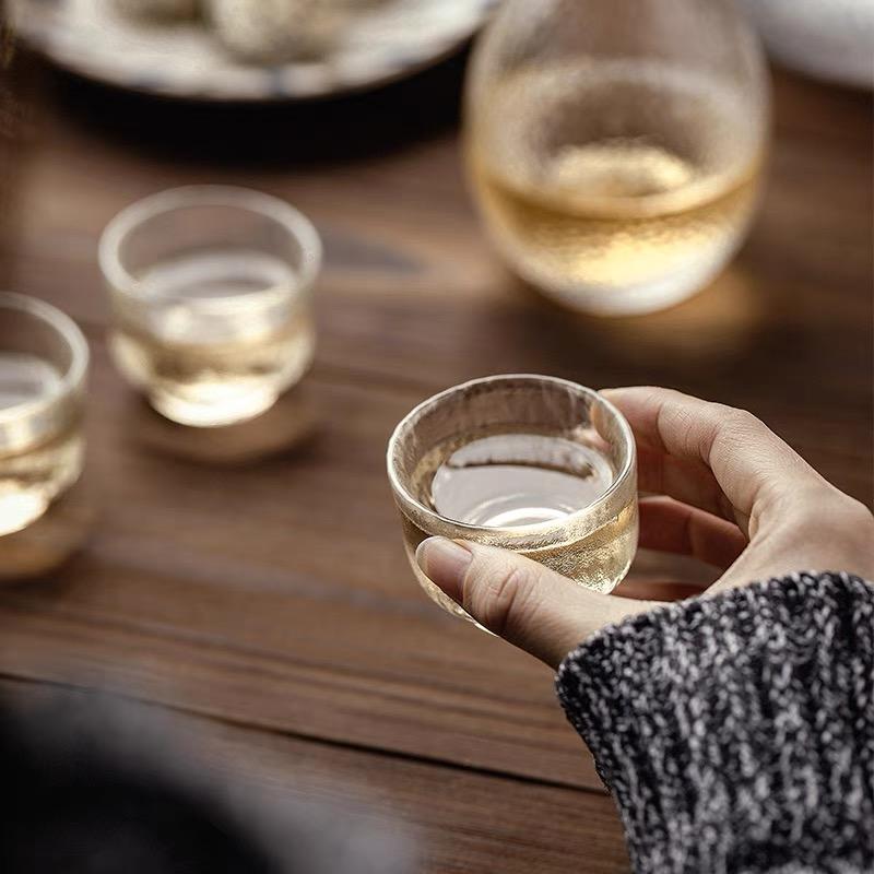 300ml Pot 60ml 4 Glasses Cup Gilt Japanese-Style Sake Bar Set  Heat-Resistant Hammer Vodka Spirits Wine Set Sake Bottle Shochu