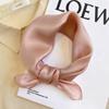 53CM Square 100% Mulberry Silk Scarf Solid Color Roll Edge Small Head Neck Hijab Women Decoration Kerchief Silk Bandana Scarves