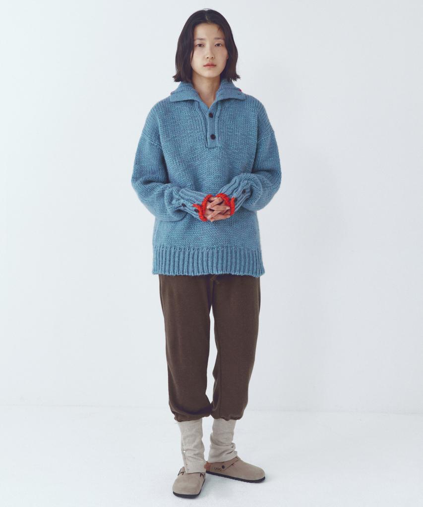 CITTA Wool High-Neck Heavy Knit_Ctk254(Sky Blue)