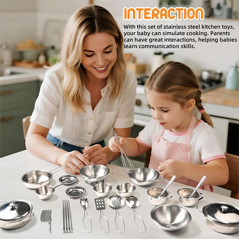 25Pcs Mini Kitchen Play Set For Kids Toys Stainless Steel Miniature Cooking Kitchen 25 Toy For Cake Children Play House Toys