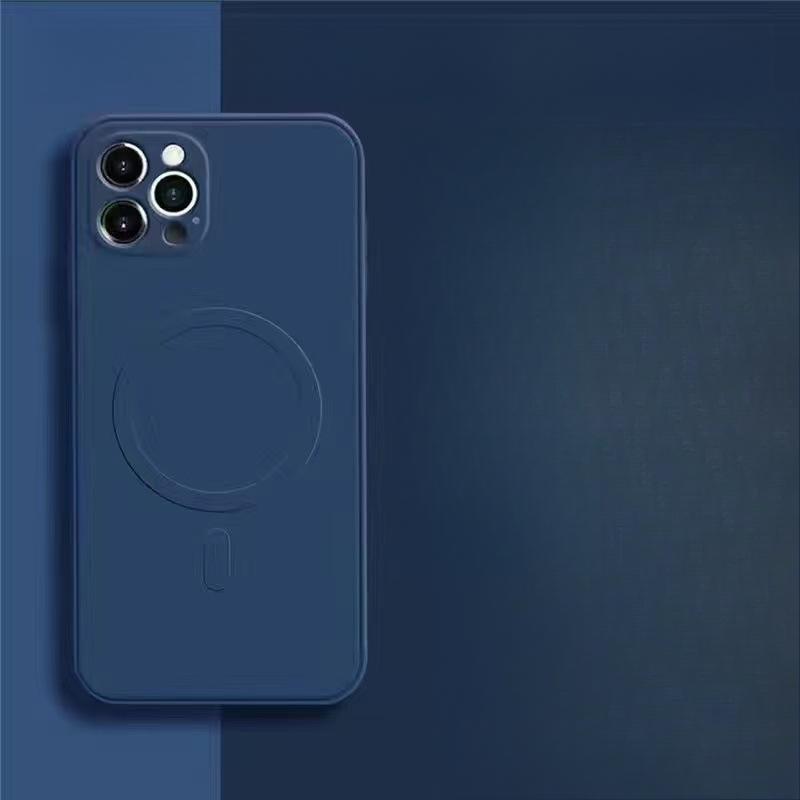 Applicable To Apple 14 Liquid Silicone Mobile Phone Case Magsafe Magnetic Suction IPhone 15/13 Sewing Hole Full Enclosure Case