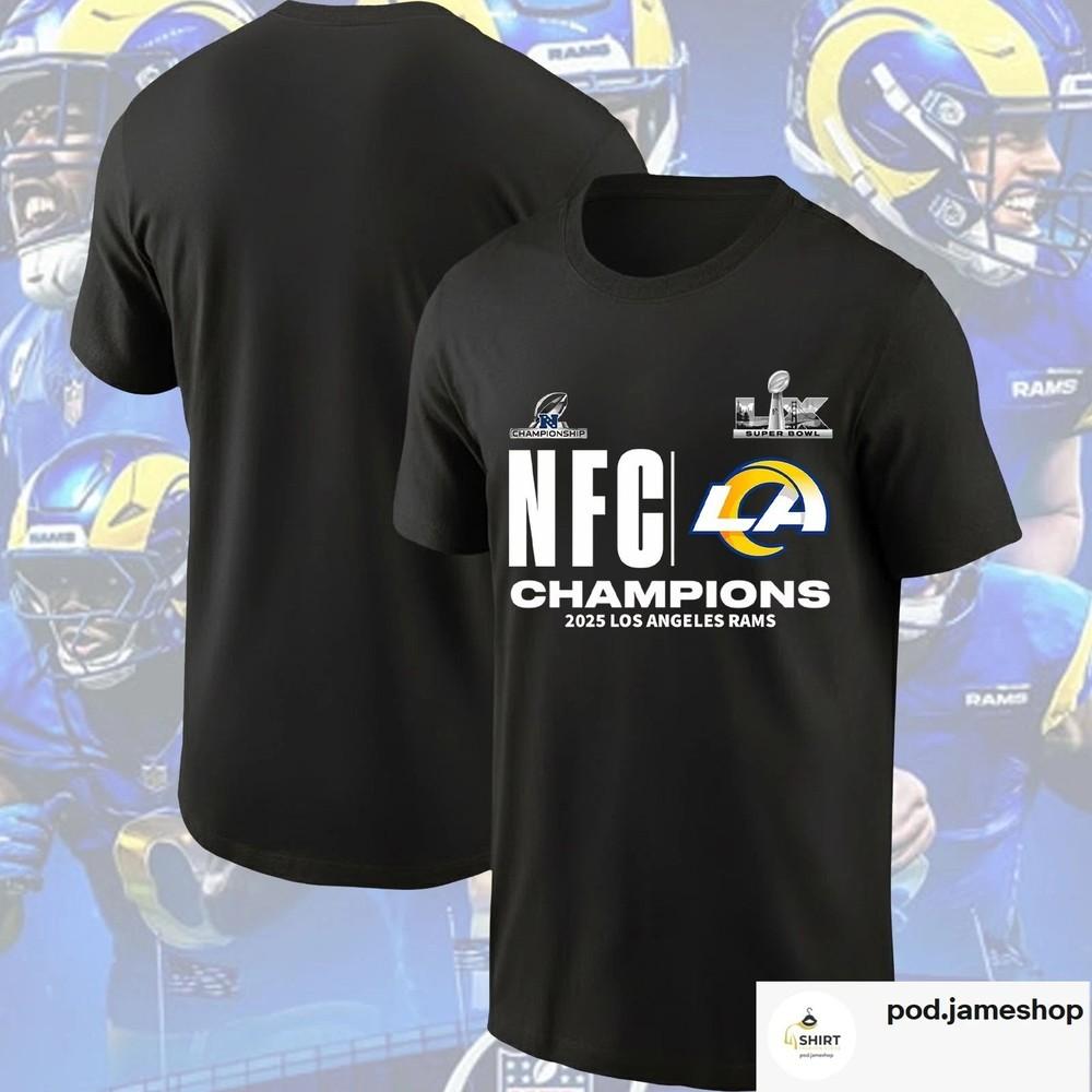 LA Ram 2025 NFC Conference Champions Black TShirt Unisex S-5XL Unisex T-Shirt S