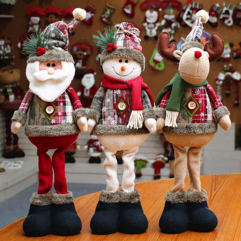 55*18 Cm Christmas Doll Decorations For Home Xmas Gift Snowman Santa Claus Standing Doll Plush Toys New Year Decor  Noel